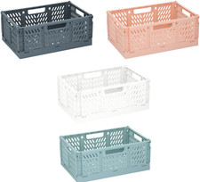 Folding Collapsible Plastic Storage Crate Home Stackable Basket Container Box