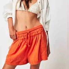 NWOT | Free People Day Blooms Cut Work Flame Orange Pull On Embroidered Large