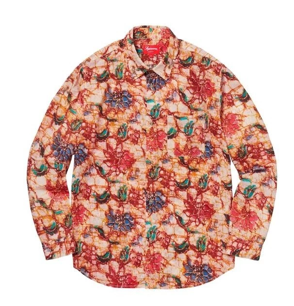 Neuf chemise Supreme homme L/S acide floral moyen rouge New York streetwear FW18 52431