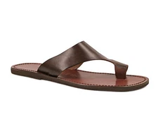 Dark brown leather thong sandals for men Handmade in Italy