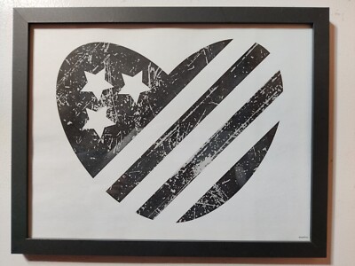 Love USA American Flag heart symbol patriotic wall art black & white home decor