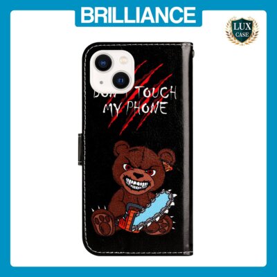 Brilliance LUX iPhone 14 Plus Flip PU Leather Wallet 3D Print Bear with Case