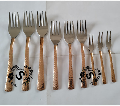 Stainless Steel Copper Handle Dinner Fork & Dessert Fork, Fruit Fork Tableware