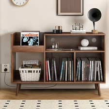 Record Player Stand with Charging Station USB Ports, Turntable Stand Table