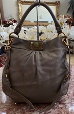 MARC JACOBS Hillier Gray Leather Large Hobo Shoulder Bag EUC! MSRP $498
