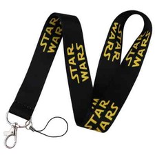 Star Wars Movie Series Name Logo Yellow Black ID Badge Holder Lanyard
