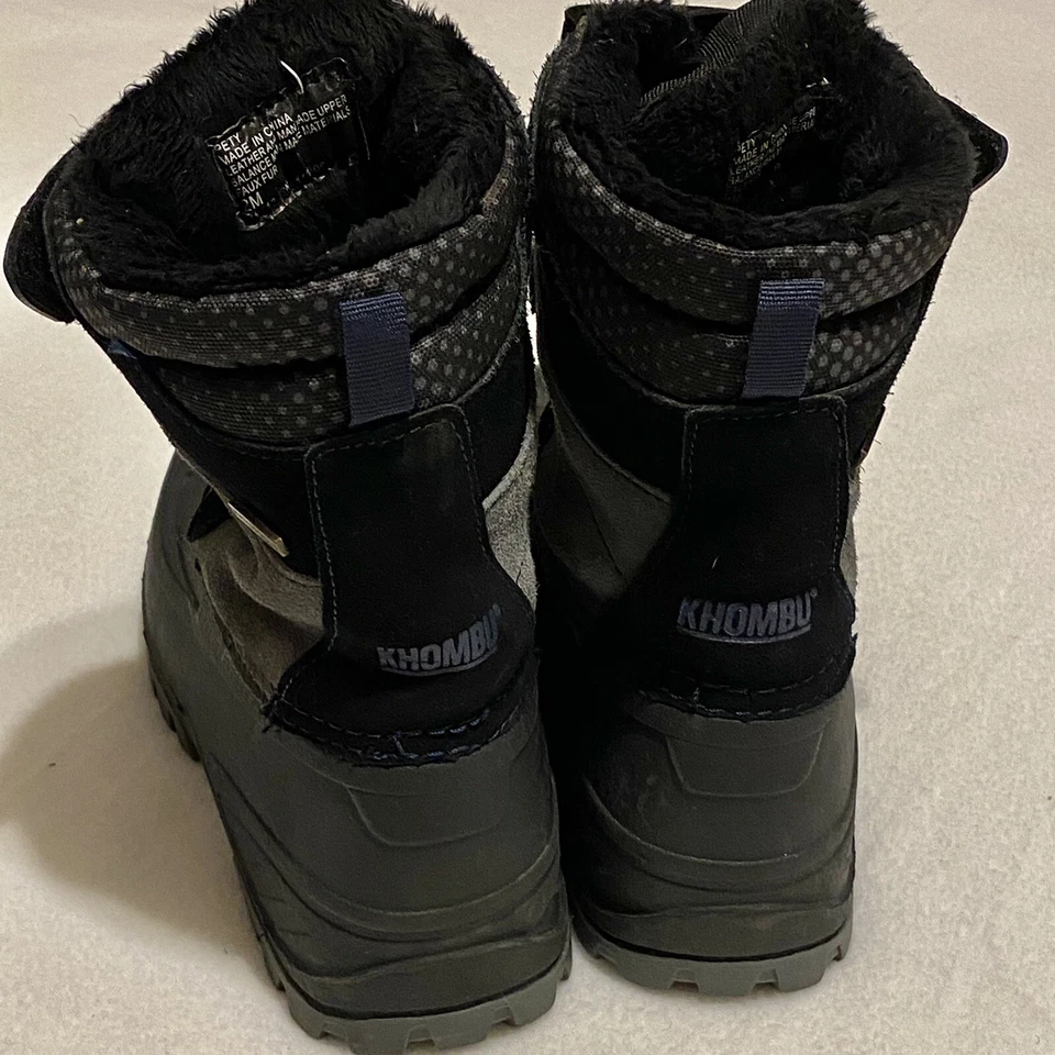 KHOMBU KIDS BLACK & GRAY LINED WINTER SNOW BOOTS BIG KIDS YOUTH SIZE 2 - Image 3 of 4
