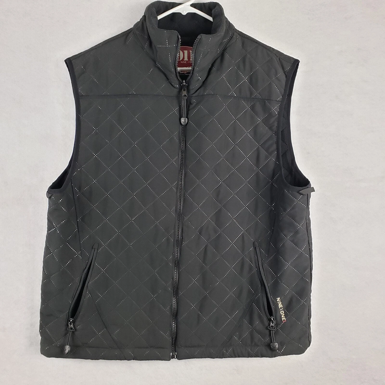 Airtime 911 Men's L Quilted Zip Up Vest Solid Black Utility Outdoor Layering