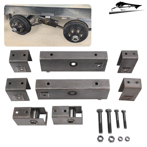Complete Heavy Duty Steel Tandem Axle Slipper Spring Trailer Hanger Kit 10K lbs