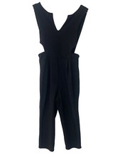 JUMPSUIT BLACK 10 Jersey Cut out Open Sides Stretchy Tapered Leg NEW BNWT Casual