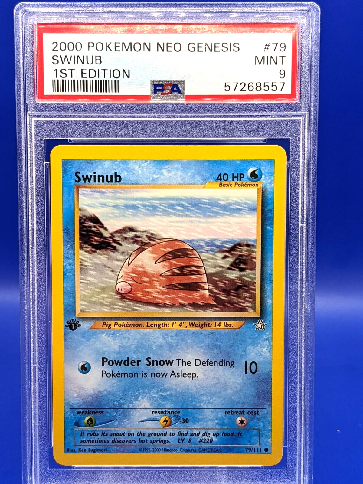 Swinub 1st Edition PSA 9 MINT 2000 Pokemon Neo Genesis #79 79/111 WOTC
