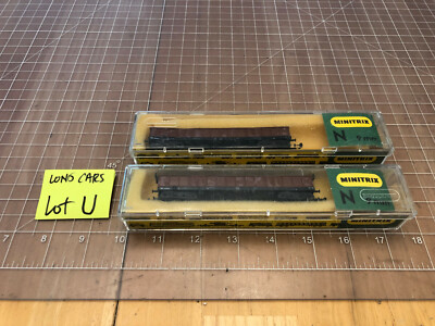 MiniTrix N Train TWO Brown LONG Hopper Cars 3505 3502 W GERMANY AUSTRIA Lot U
