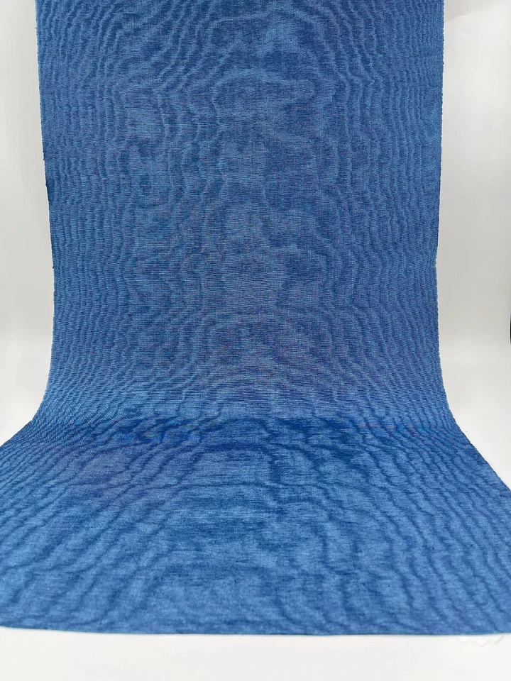 Blue Silk Moire Fabric By The Meter, Watermark Patterned, Multicolor Options. - Image 3 of 4