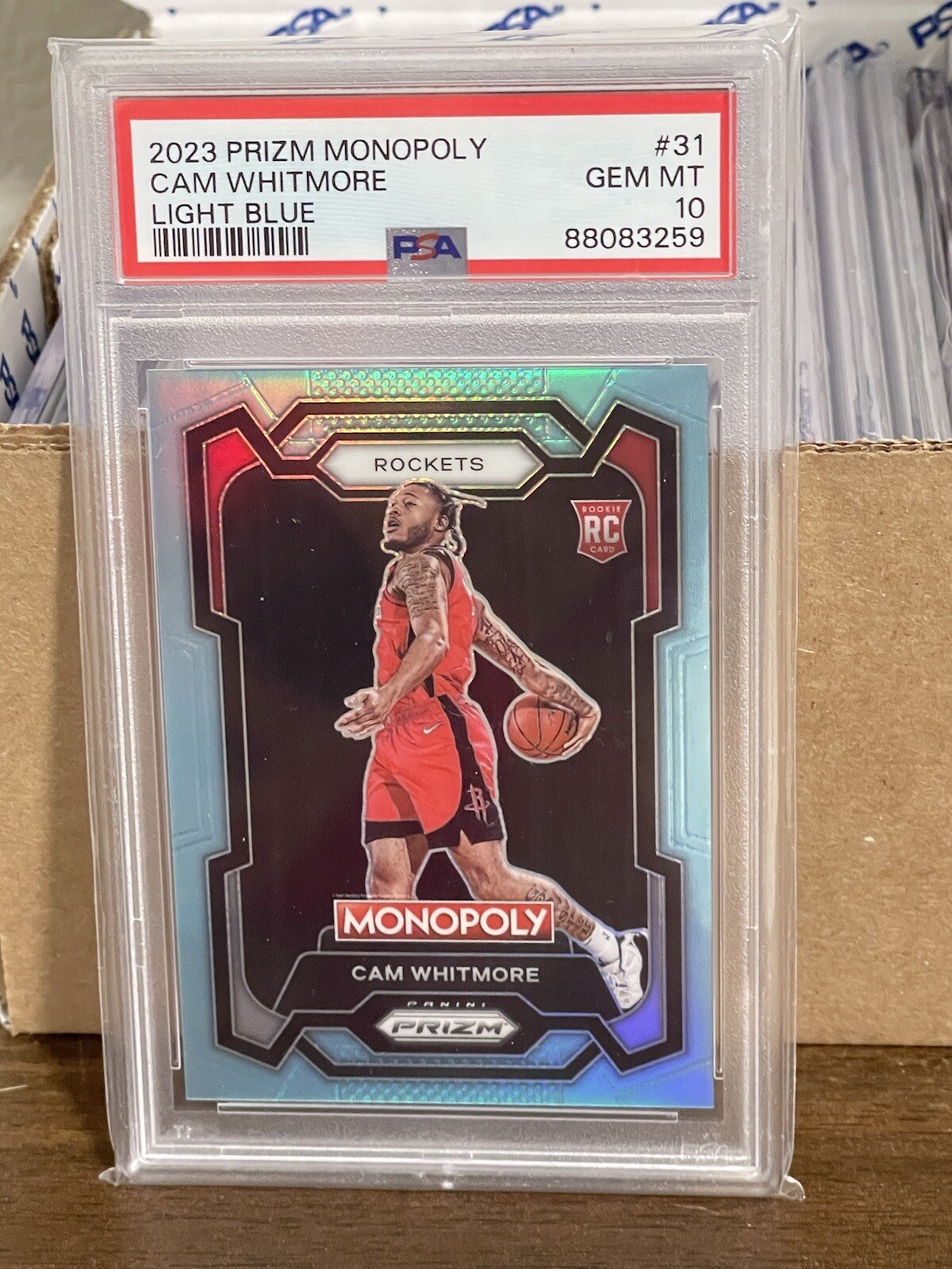 2023-24 Prizm Monopoly Cam Whitmore RC Light Blue 003 /199 Rockets #31
