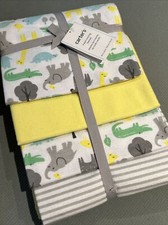 Carters 4 Pk Baby Boy Receiving Blankets Safari Animals Stripes Cotton New Gift