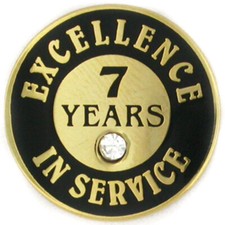 PinMart's Gold Plated Excellence in Service 7 Year Award Lapel Pin