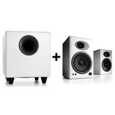 Audioengine A5+ Plus White Powered Speakers And S8 White Subwoofer Bundle