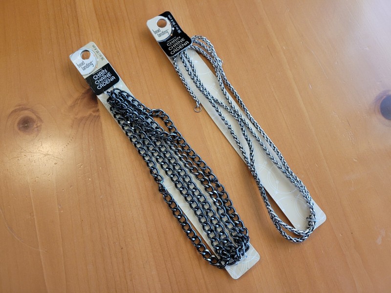 TWO NEW MICHAELS BEAD LANDING HEAVY CHAINS FOR NECKLACE ONE BLACK ONE SILVER-36"