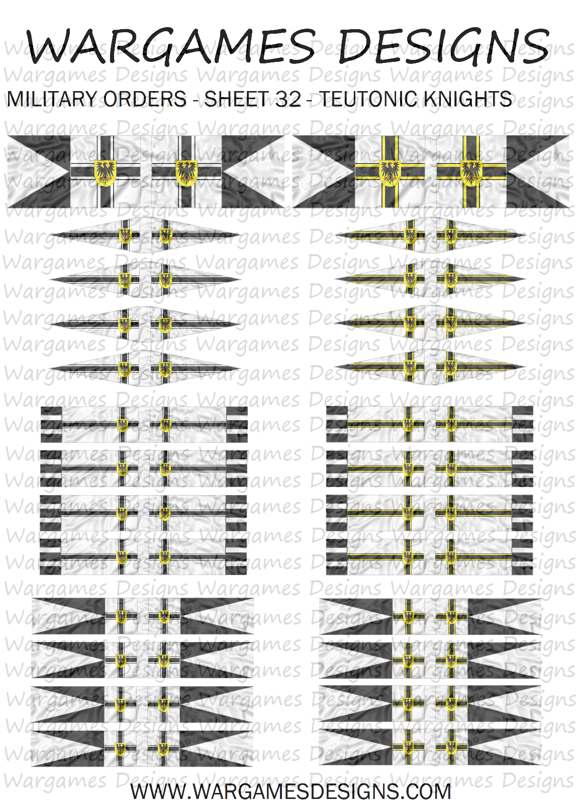 Knights Rampant Roster Sheet 15mm Teutonic Knights Flags - Sheet 32 - Lion Rampant, FOG, DBA, Hail ...