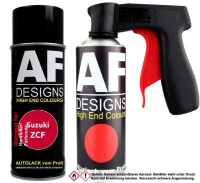 Spraydosen Griff Set für Suzuki ZCF Bright Red 5 Basislack Klarlack Handgriff Pi
