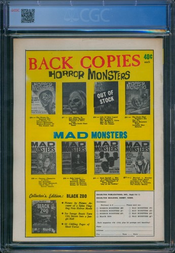 Horror Monsters #10 (1964) ⭐ CGC 7.5 2ND HIGHEST ⭐ Charlton Silver Age Magazine - Picture 2 of 2