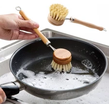 Kitchen Wooden Long Handle Cleaning Brush Pan Pot Bowl Tableware Cleaning Tools
