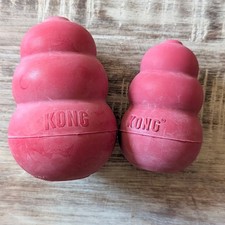 KONG Classic Red Rubber Dog Toy Bundle - Lot of 2: (1) Medium (1) Large - GUC