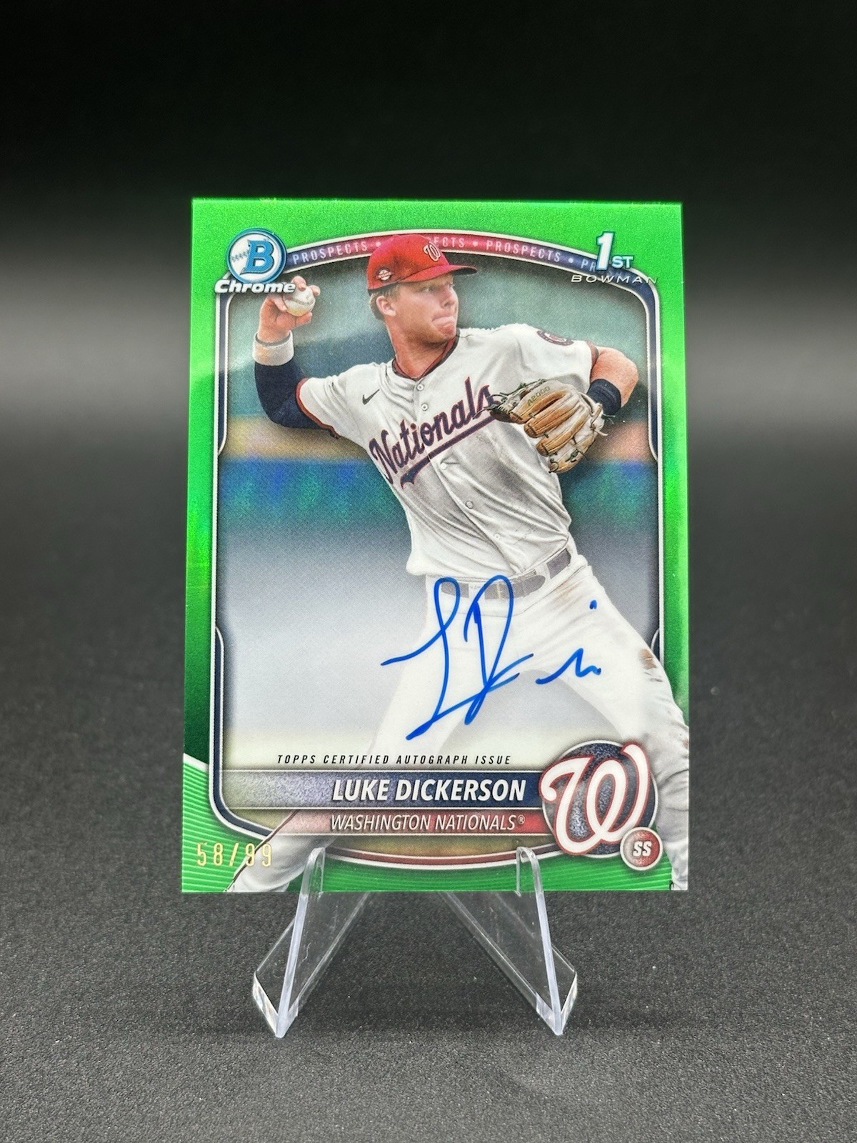 2025 Bowman Chrome Auto Luke Dickerson #CPA-LDI Green /99 Nationals