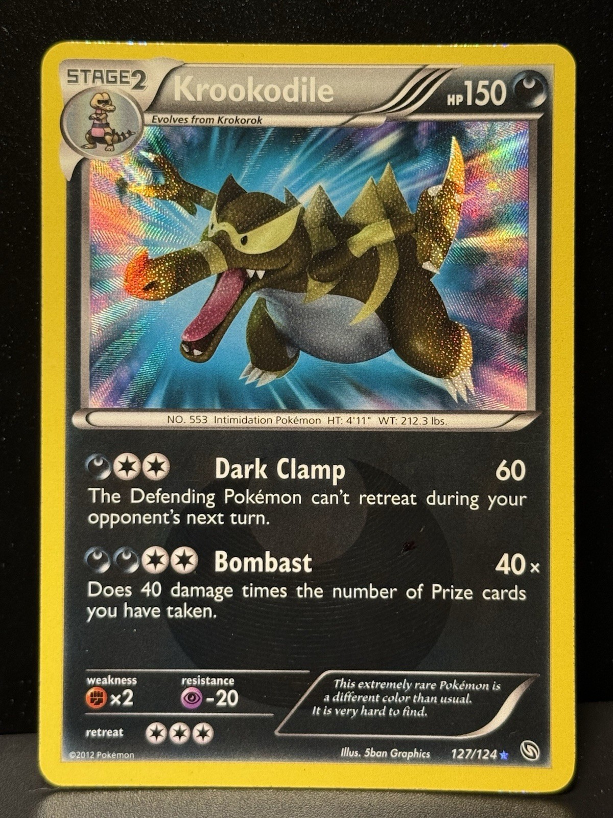 Krookodile 127/124 BW Dragons Exalted Secret Rare Holo Pokemon Card MP