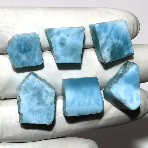 Onde congelate ~ 6 pz Larimar naturale dominicano 13 mm-20 mm cablaggio pietre preziose grezze - Foto 10 di 11