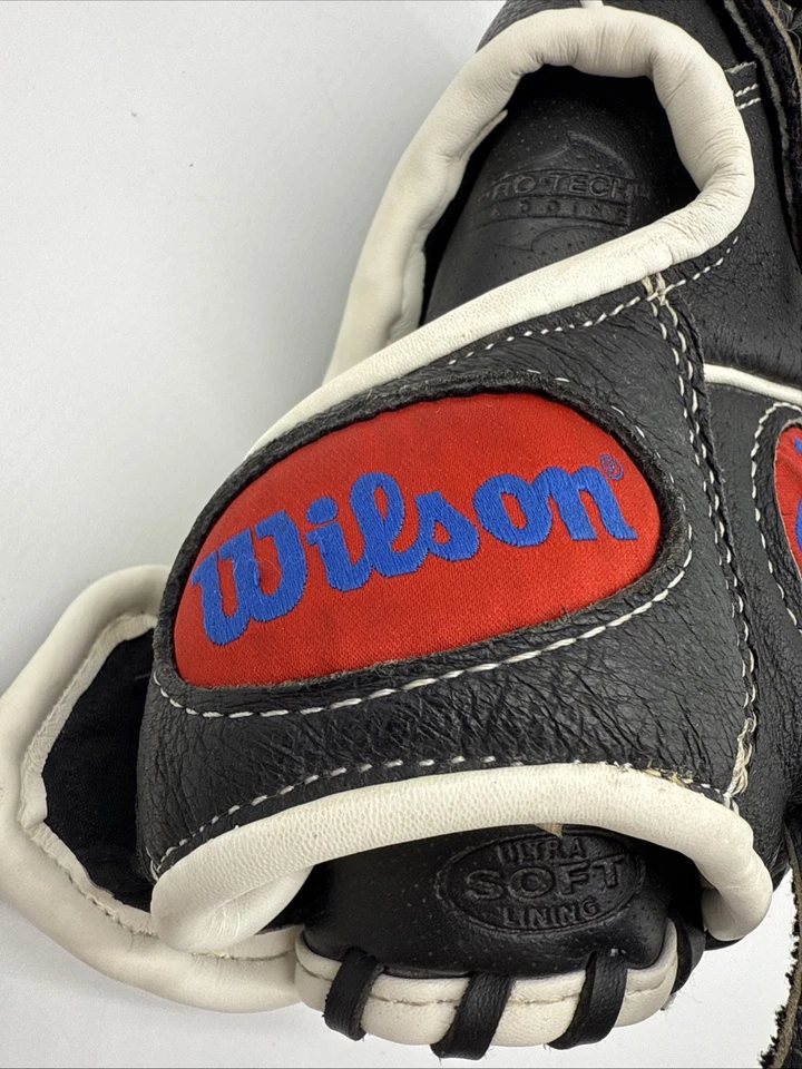 Guante de béisbol Wilson A450 12 pulgadas tiro a la derecha negro blanco tela en H cuero juvenil Foto 2 de 4
