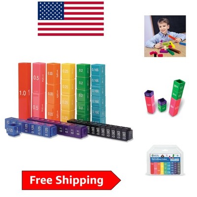 Durable 51-Piece Fraction Cube Set - Teach Kids Fractions & Decimals, 6-10