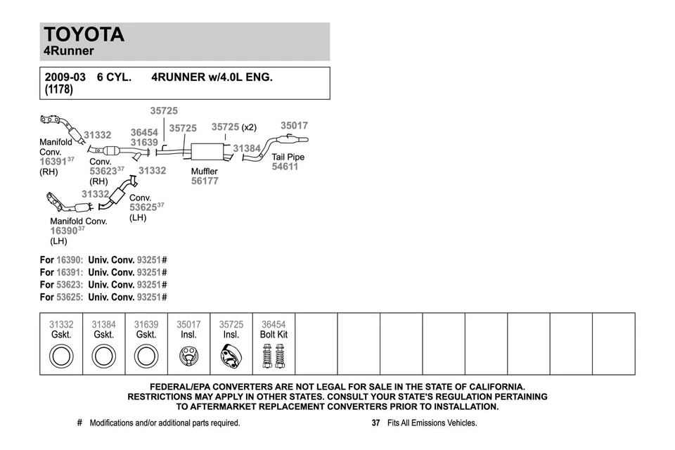 For Toyota 4Runner 03-24 Exhaust Muffler and Pipe Assembly Quiet-Flow Stainless Foto 4 de 4