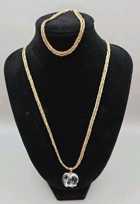 Look Thick! 12k Gold Filled Braided Necklace And Bracelet Set Vintage Nice