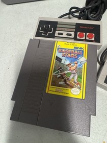 Nintendo NES Console Bundle 2 Controllers NES Advantage Baseball Stars Powers On