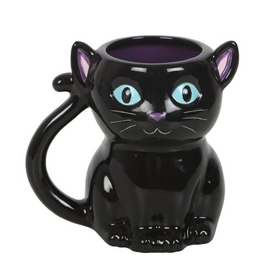 Schwarze Katze Tasse Form Keramik Gothic Gruselig Niedlich Kaffeetasse Neu