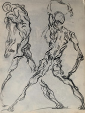 ANCIEN DESSIN EXPRESSIONNISTE DLG D'ANDRE MASSON VERS 1960 (37)