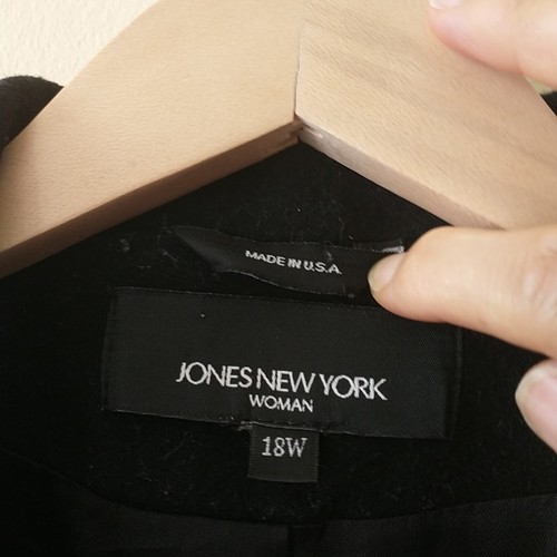 Vtg Jones New York Pea Coat Womens 18W Black 100%Wool Classic Made In USA - Picture 11 of 15