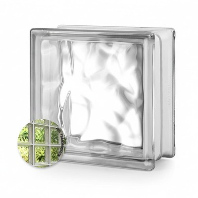 8 x 8 x 4 Nubio Glass Block | Classic Wave Pattern | Walls, Windows, and Partiti