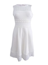 Lauren by Ralph Lauren Women's Lace-Trim Fit  Flare Dress