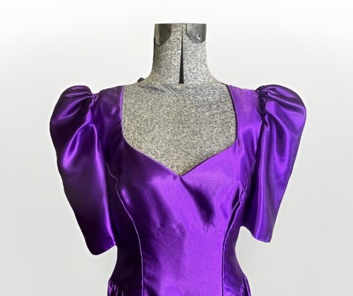 VTG Alfred Angelo DreamMaker 80s Princess Purple Satin Prom Party Dress Sz 13/14 - Picture 5 of 17