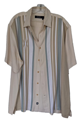 Nat Nast Luxury Originals Silk Bowling Shirt Men's Size XL Beige
