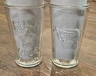 2 Vintage Libbey 1888 Milk Glasses, Raised Cow Design, Canadian Farmhouse Decor
