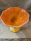Vintage LE Smith Bittersweet Dominion Orange Slag Glass Pedestal Compote - Rare — photo 3