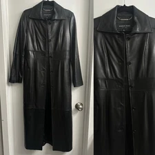 ANDREW MARC Genuine Leather Trench Coat Quiet Luxury Old Money Y2K Women's XS