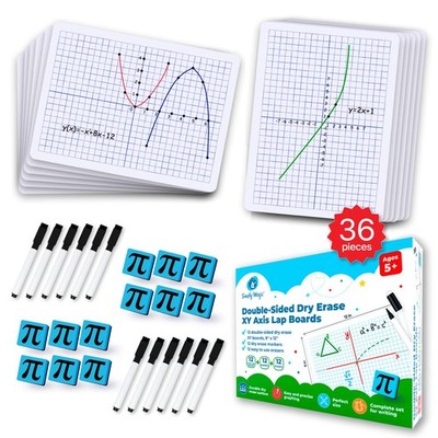 12 Pack Double-Sided Dry Erase Graph Lap Boards - Class Set of Individual Cla...