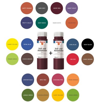 Alpina Color Voll- und Abtönfarbe 2x 250 ml Wandfarbe Innen Außen Farbwahl