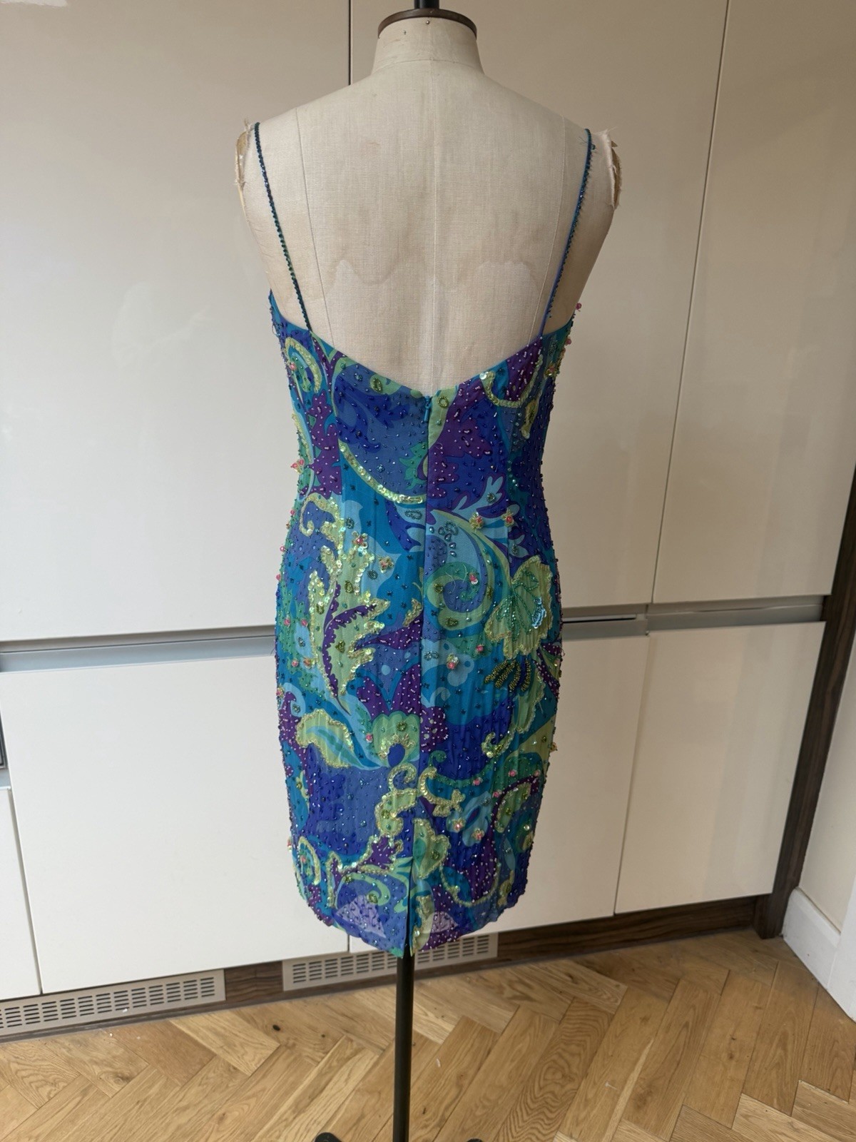 Vintage Emma Somerset Size 8-10 100percent Silk Dress Shawl Colourful Beaded 90s Y2K image 8