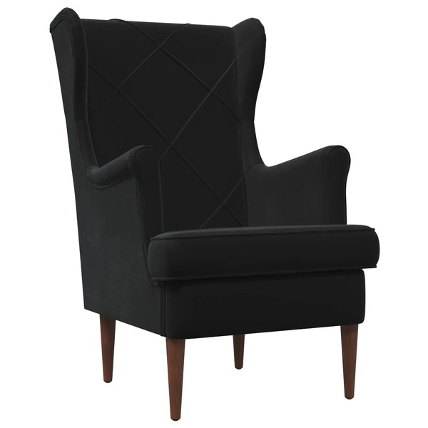 Sessel Schwarz Samt Polsterstuhl Wohnzimmer Lesesessel Mit Armlehnen-image