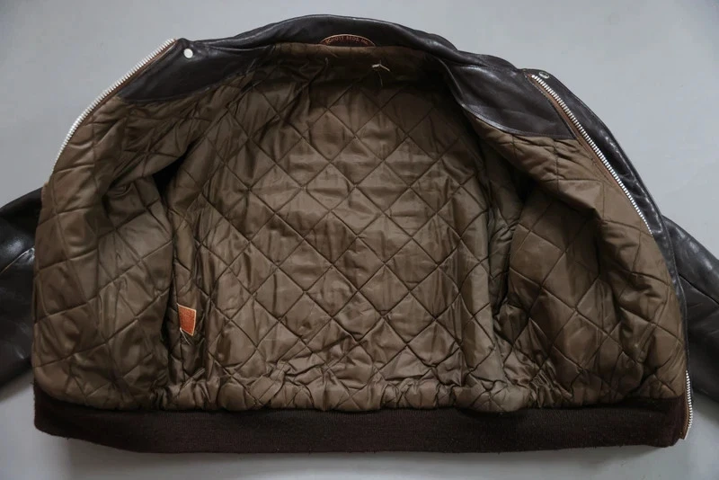 Chaqueta de cuero de bombardero de vuelo marrón vintage años 70 Schott IS-674-MS Steerhide A2"L